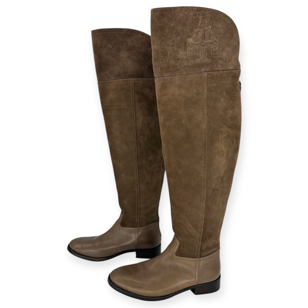 Tory Burch Simone EUC Brown Suede Leather Over the Knee Boots Women's Size 7M - Picture 5 of 10